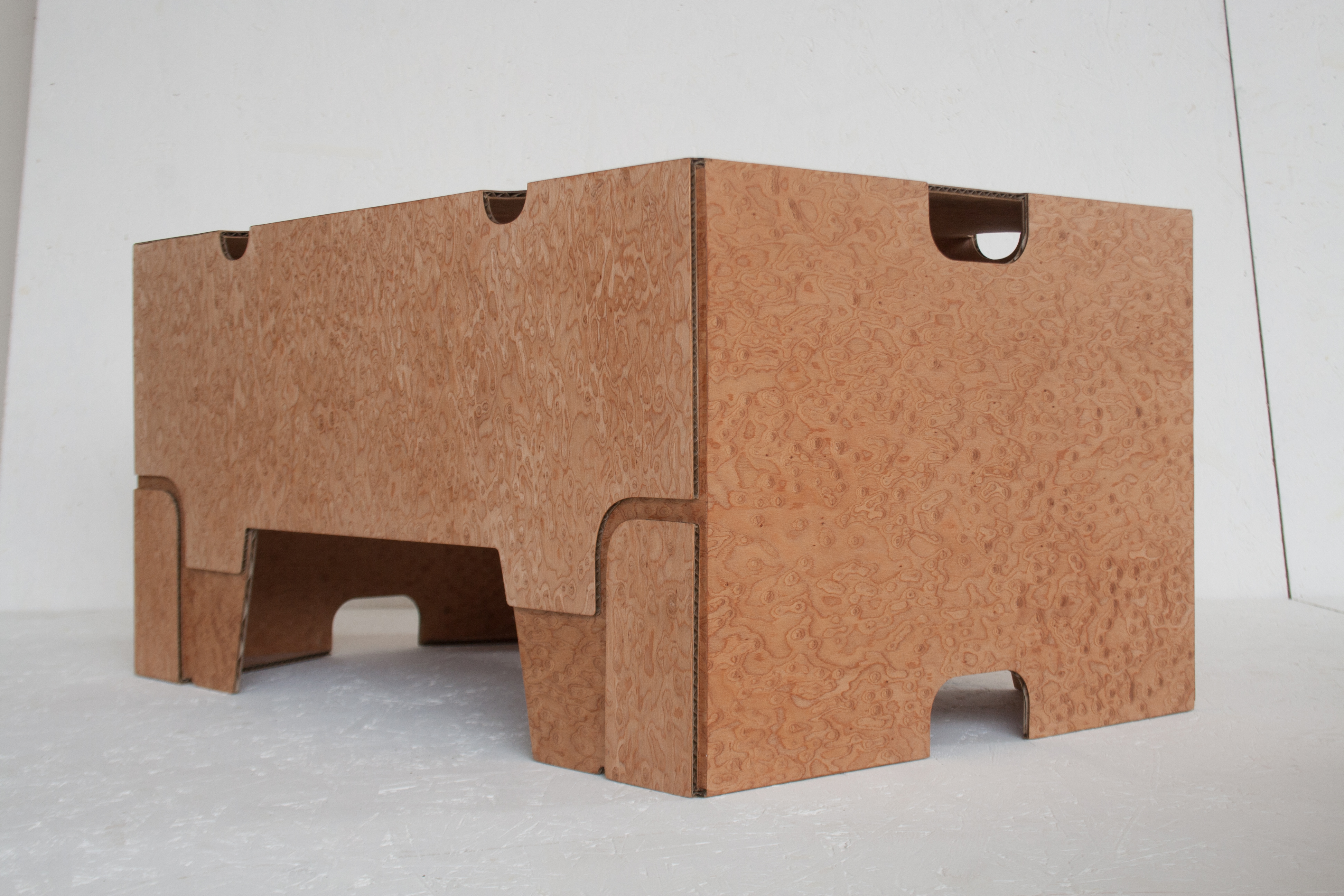 A cardboard box transformed into a table. Designed by Jarle Veldman